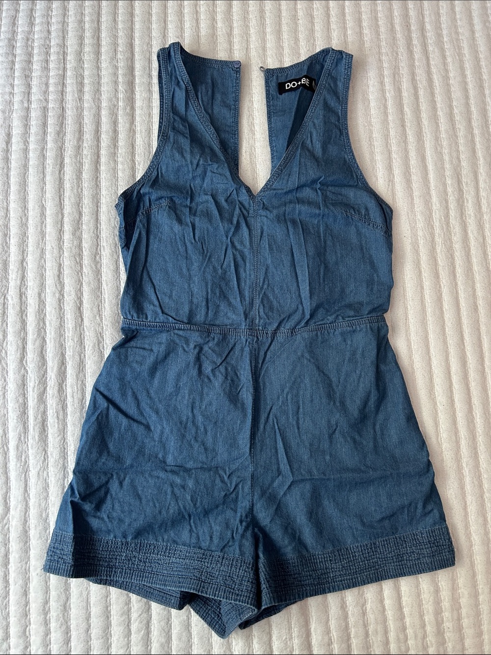 Doe & Rae Dark Blue V-Neck Denim-Look Romper